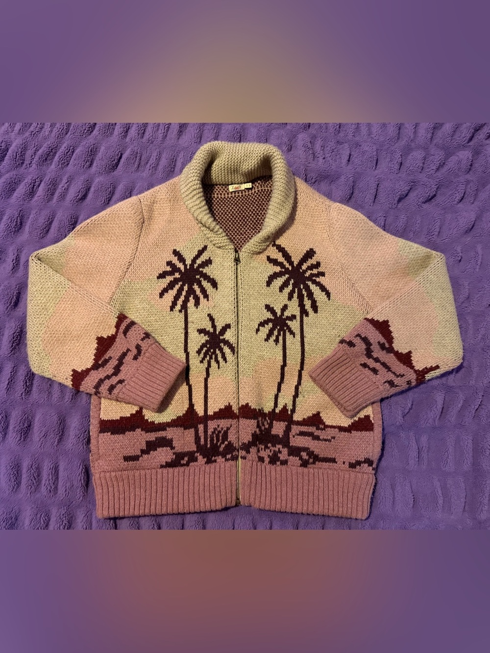 Faherty Sunset Palm Zip Cardigan xl